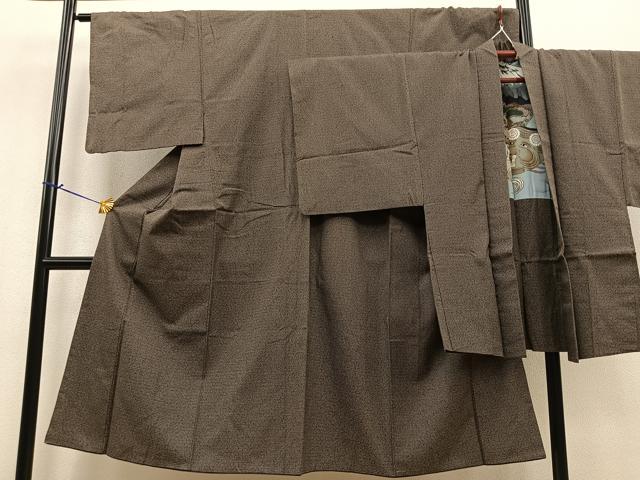 平和屋着物■男性 お召 アンサンブル 亀甲文様 正絹 逸品 BAAM5493ev