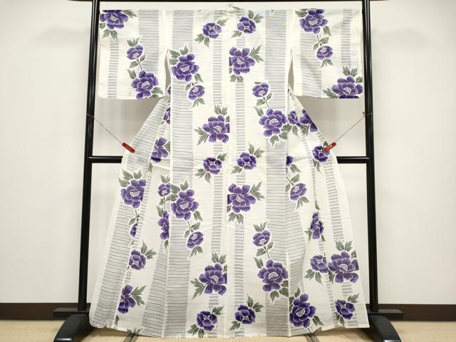 Female Yukatas - 平和屋着物∴夏物　浴衣　綿絽　牡丹　綿　逸品　CABF2721tx