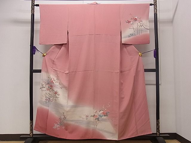 平和屋着物■訪問着 流水花鳥文 暈し染め 金彩 逸品 CAAB0964dy