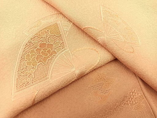 平和屋着物■訪問着 総スワトウ刺繍 扇面牡丹花文 暈し染め 正絹 逸品 BAAK0345hv 平和屋着物■訪問着 総スワトウ刺繍 扇面牡丹花文 暈し染め 正絹 逸品 BAAK0345hv