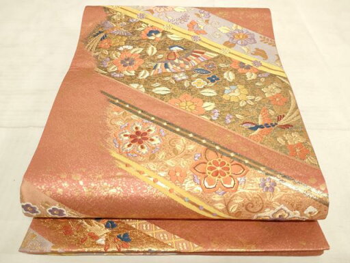 平和屋着物◎六通柄袋帯 飾花文 花喰い鳥 金糸 正絹 逸品 AAAN7164pf 平和屋着物◎六通柄袋帯 飾花文 花喰い鳥 金糸 正絹 逸品 AAAN7164pf