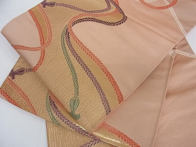 平和屋着物■六通柄袋帯　唐織　紐文　金糸　逸品　sa3668