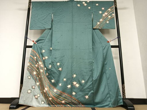 平和屋着物●十日町老舗ブランド 吉澤友禅 吾妻徳穂 訪問着 駒刺繍 橘 金彩 正絹 逸品 AAAY0065zg 平和屋着物●十日町老舗ブランド 吉澤友禅 吾妻徳穂 訪問着 駒刺繍 橘 金彩 正絹 逸品 AAAY0065zg