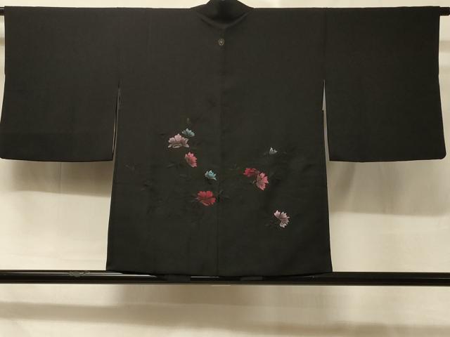 Rakuten - 平和屋着物＃中国三大刺繍　スワトウ刺繍　羽織　草花文　黒地　正絹　逸品　CABD7665in