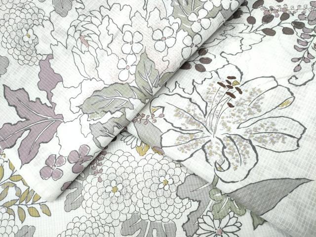 Female Yukatas - 平和屋着物∴夏物　浴衣　綿紅梅　草花尽くし　綿　逸品　CABE8934ng