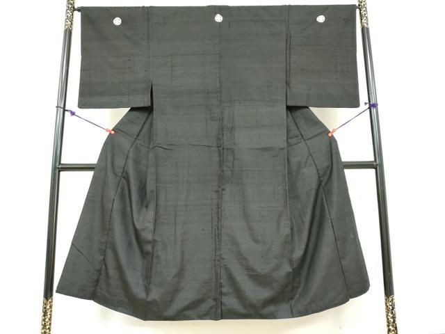 平和屋着物●男性　黒紋付　紬地　正絹　逸品　DABC2297ud