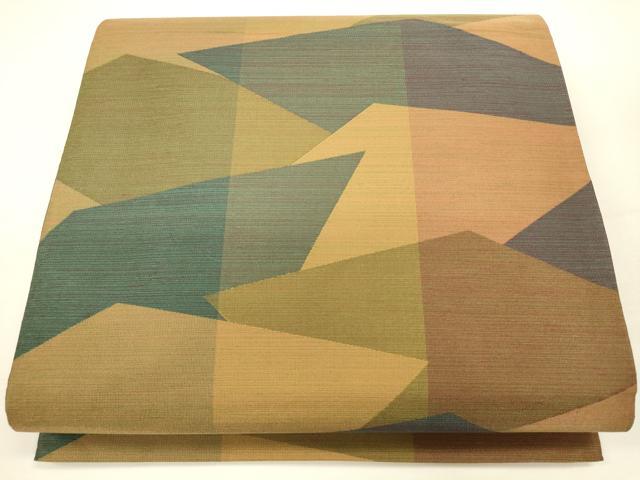 平和屋着物◎全通柄袋帯 幾何学文 正絹 逸品 CAAU8787ft