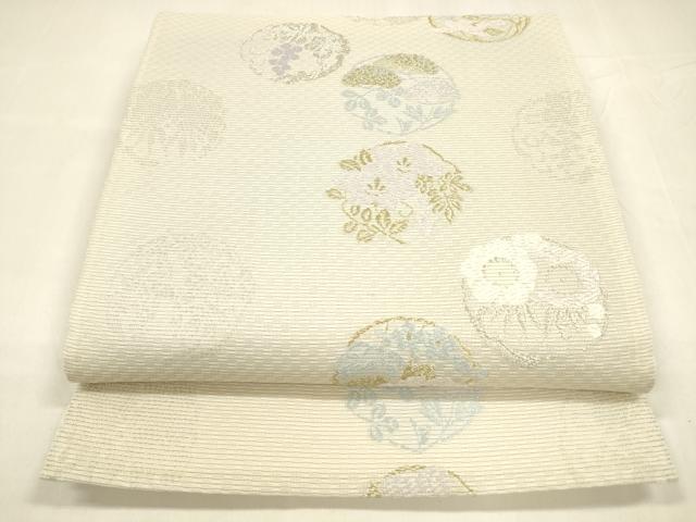 平和屋着物＊夏物　六通柄袋帯　唐織　葡萄蔦の葉花文　金銀糸　正絹　逸品　DABA0358cm