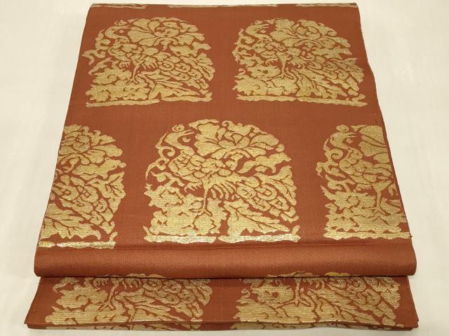 平和屋着物◎六通柄　京本袋帯　鳳凰花文　金糸　正絹　逸品　CABB8367in