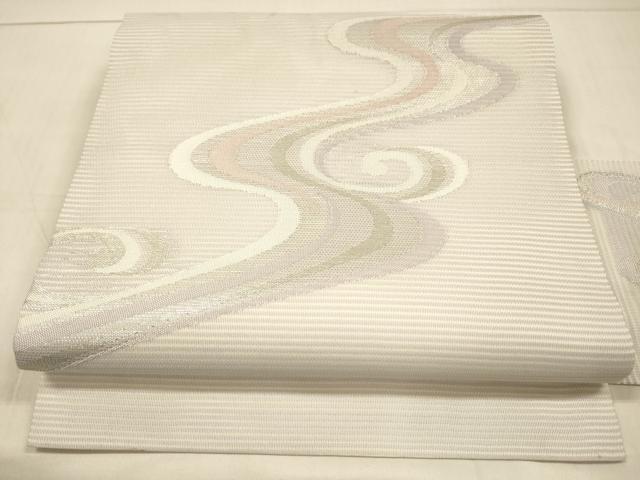 平和屋着物＊夏物　絽綴れ　九寸名古屋帯　流水文　銀糸　正絹　逸品　DAAT7485cm