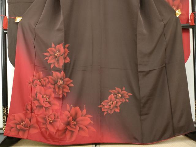 平和屋着物●豪華振袖　舞花文　暈し染め　金彩　京都きもの友禅扱い　正絹　逸品　AABF4249cs