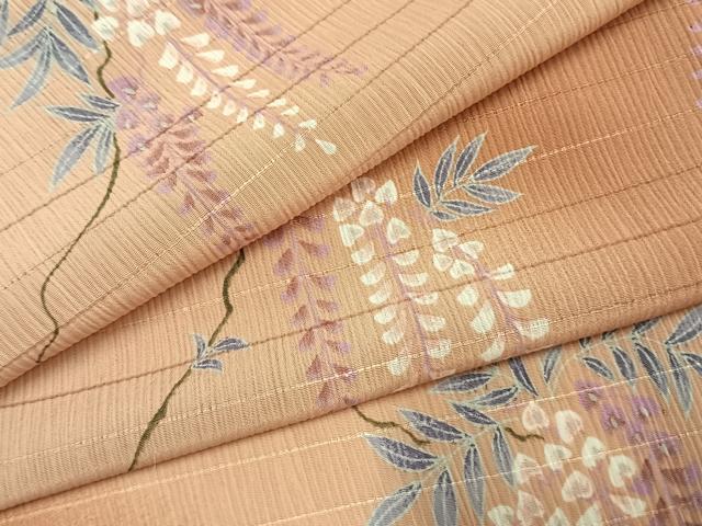 Uramono - 平和屋着物＊夏物　小紋　紗　手描き　草花文　暈し染め　洗える着物　AABF5902fy