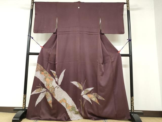 平和屋着物●豪華色留袖　絞り　笹竹草花文　金彩　正絹　逸品　DABB0345ud