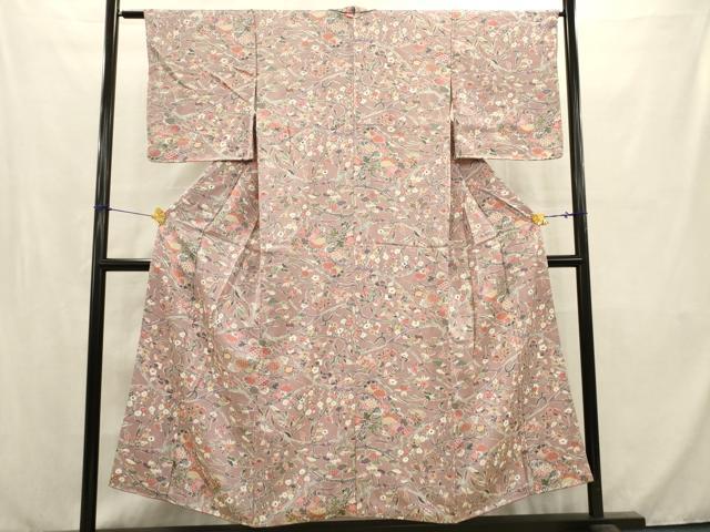 平和屋着物■上質な小紋　枝花文　正絹　逸品　AABC7328ma