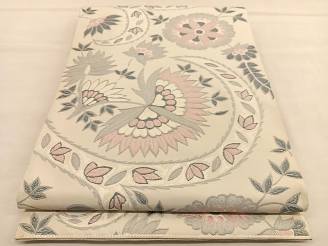 平和屋着物◎六通柄 本袋帯 更紗花文 正絹 逸品 BAAU1238hv