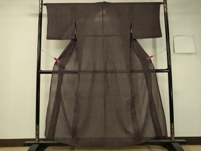 平和屋着物＊夏物　小紋　紗　雨縞　CAAV4563vp