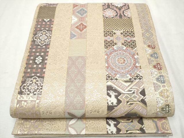 平和屋着物●京の名工　染匠越後屋通博　六通柄袋帯　御綾染　麹塵　名物裂間道　正絹　逸品　CAAW4796hy