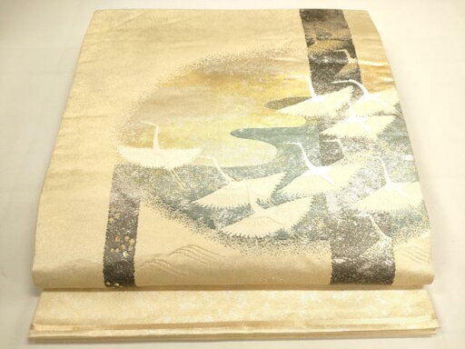 平和屋着物◎太鼓柄袋帯 献上松鶴文 金糸 引箔 正絹 逸品 DAAI5691op 平和屋着物◎太鼓柄袋帯 献上松鶴文 金糸 引箔 正絹 逸品 DAAI5691op