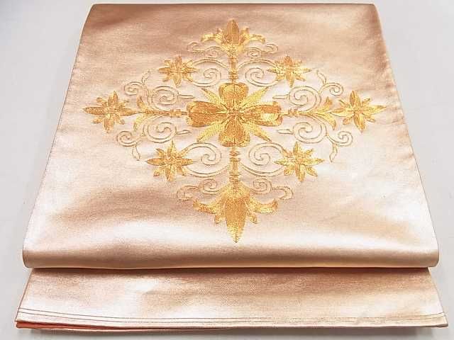 平和屋着物◎六柄太鼓柄袋帯　総駒刺繍　花菱文　逸品　DAAC0419ma