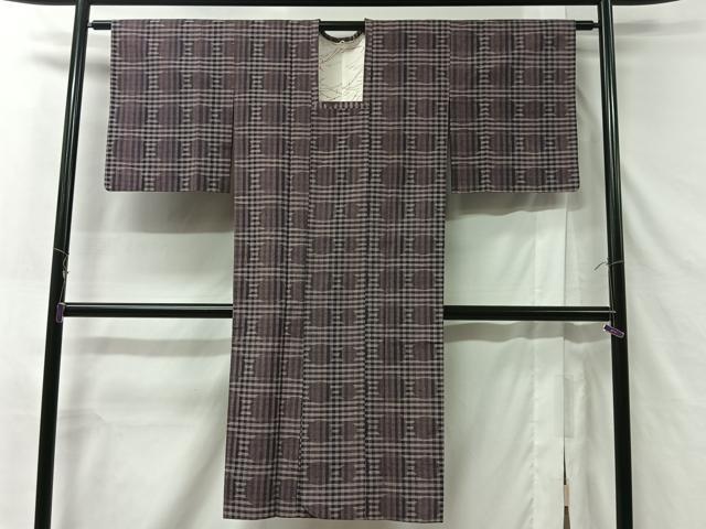 Rakuten - 平和屋着物＃道行コート　単衣　紬地　格子　正絹　逸品　CABB5546ua