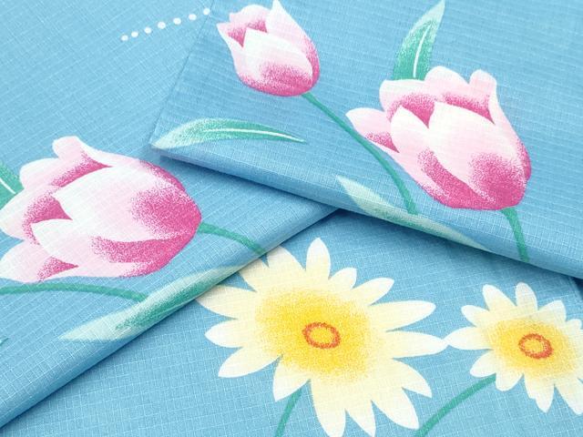 Female Yukatas - 平和屋着物∴夏物　浴衣　綿紅梅　百合菊文　綿　逸品　CABE8937ng