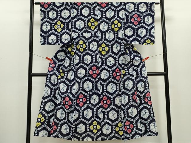 平和屋着物∴夏物　浴衣　有松鳴海絞り　亀甲菱花文　綿　逸品　未使用　CABH7915ze