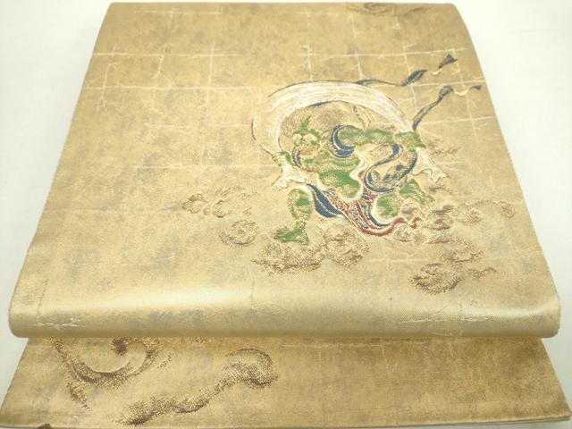 平和屋着物●六通柄袋帯　風神　金糸　引箔　正絹　逸品　DABA1978ps