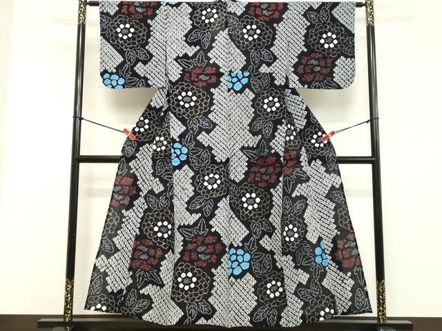 平和屋着物∴夏物　浴衣　有松鳴海絞り　草花文　綿　逸品　DABD2604cd