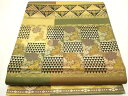 平和屋着物●全通柄袋帯 横段花兎文 金糸 正絹 逸品 CAAU9518hy