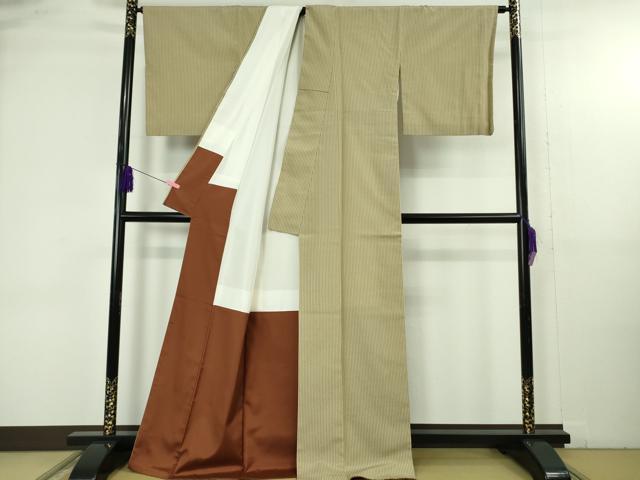 平和屋の平和屋着物●極上　本塩沢　縞　枯色×濃藍色　大丸織物謹製　証紙付き　逸品　DZAB4874kh6｜アングル3