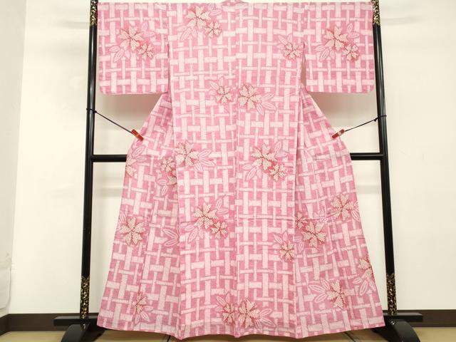 平和屋着物∴夏物　浴衣　有松鳴海絞り　草花文　綿　逸品　未使用　DABD2607cd