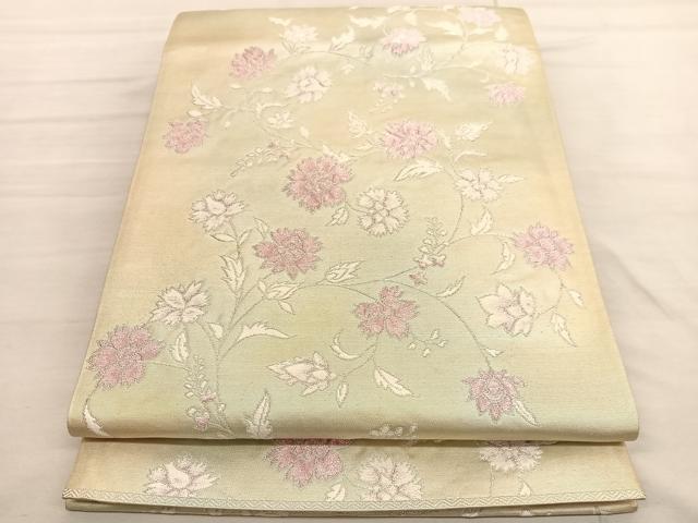 ■■■　サイズ　■■■ 長さ 430cm 幅 30.5cm程 ■■■　商品詳細　■■■ 【正絹・芯なし】 詳細に関しましては、画像をご確認ください。 大変上質な逸品になります。 お安く出品致しますので、是非この機会にいかがでしょうか？ ※汚れ等に関しましては、着用時には見えない部分になると思いますのであまり気にならずお召になれるかと思います。 ■■■　注意事項　■■■ ■モニター発色の具合により色合いが異なる場合がございます。 ■寸法は多少の誤差が生じる場合がございますのでご了承ください。 ■縫込みの長さが左右非対称の場合は短い部分を記載しております。 左右非対称であってもご返品・お値引き等の保証は出来かねますので、ご了承の上ご購入をお願い致します。 ■シミ等のチェックには注意を払っておりますが、見落としがある場合もございますし、個人の見解も様々ですので神経質な方のご購入はお控えください。 ■箪笥に入っておりました着物や帯なので畳みシワや匂いがあるものもございます。 ■お休みは基本的に土日祝となりますが、その他臨時でお休みする場合がございますのでご了承ください。 ■商品の発送は平日のみの発送となります。 ■夜間と土曜、日曜日はお問い合わせの回答が遅れる場合がございます。 ■当店では、お直し、紋入れ、お手入れ等は承っておりません。 ■生地の状態（ヤケ、経年劣化等）によってはサイズ直しが出来ない場合がございます。 その点もどうかご了承のうえ、ご購入をお願いいたします。 ■弊社で取り扱う商品は一点ものにつき、時期や在庫状況に応じて金額が変更となる場合がございます。 ■検針は行っておりません。予めご了承いただきますようお願いいたします。 ■【洗える着物】と記載のある商品におきましては、商品お届け後に洗濯を行ってしまってからのご返品にはご対応しかねます。 念の為、専門店でのお手入れをお願いいたします。 ■着物のサイズ目安は下記を参考ください↓ ＜女性着物＞　お端折り次第で＋5cm　−1cmが着用可能サイズ 　例）身丈170cmの場合、身長160cm〜175cm ＜男性着物＞　身丈＋約25cm〜27cm程が適応身長 　例）身丈155cmの場合、身長180〜182cm