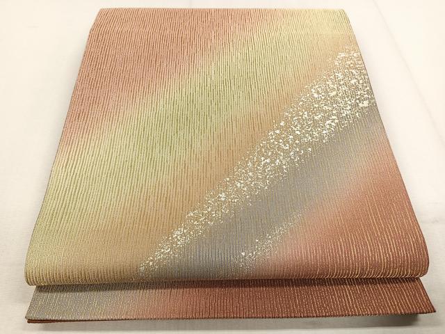 平和屋着物◎全通柄袋帯　霞文　金糸　引箔　正絹　逸品　CAAL5829kb