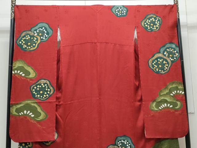 平和屋着物▼豪華振袖　駒刺繍　梅松文　金彩　正絹　逸品　CABD5302th