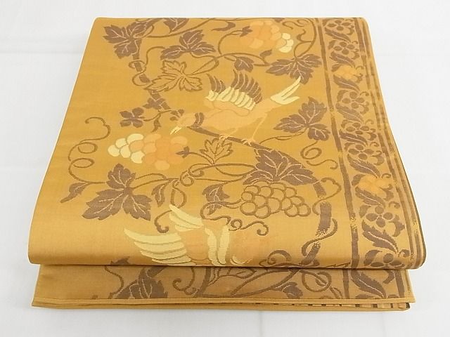 平和屋着物◎西陣 全通柄京袋帯 花鳥唐草文 証紙付き 正絹 逸品 AAAE2434Bfw