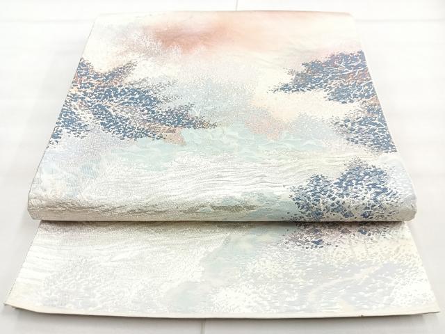 平和屋着物◎六通柄袋帯　保津川　金銀糸　正絹　逸品　BAAN2169cm