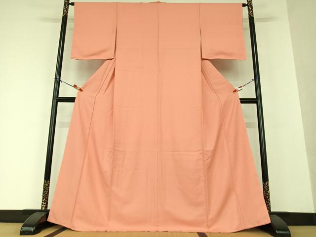 平和屋着物●上質な色無地　甚三紅色　正絹　逸品　未使用　AAAX0634zg