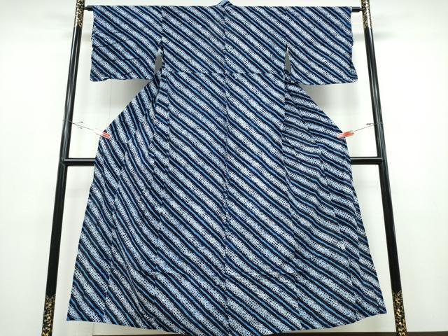 平和屋着物∴夏物　浴衣　有松鳴海絞り　斜線文　綿　逸品　CABD2467ng