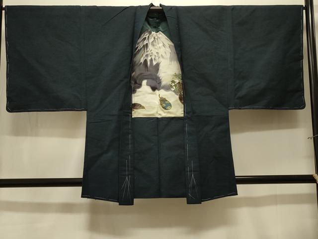 平和屋着物＃男性　羽織　紬地　霞文　正絹　逸品　未使用　CABK3571in