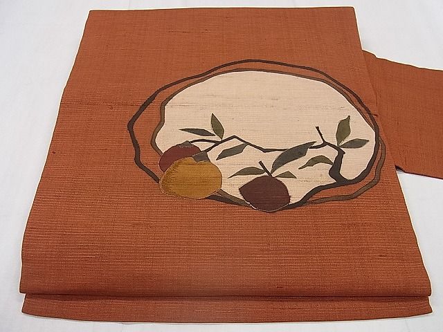 平和屋着物◎九寸名古屋帯 紬地 枝花文 逸品 CAAF4148ou