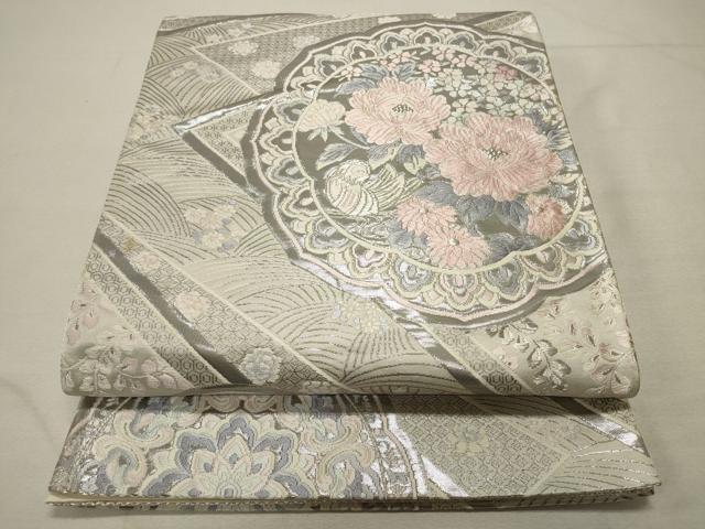 平和屋着物◎六通柄袋帯　唐織　玉楼雅園　プラチナ箔　正絹　逸品　CAAU7885in