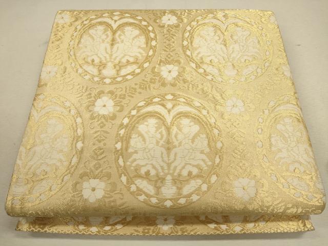 平和屋着物◎六通柄袋帯　狩猟丸文　金糸　正絹　逸品　CAAU8618ft