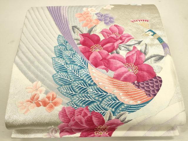 平和屋着物◎六通柄袋帯　唐織　花鳥文　金銀糸　正絹　逸品　CAAU8628ft