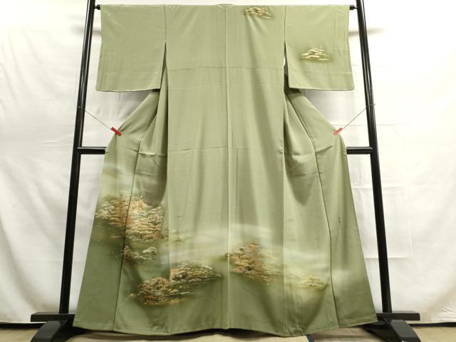 平和屋着物■訪問着 作家物 風景樹林文 暈し染め 金彩 正絹 逸品 DAAK6392cf