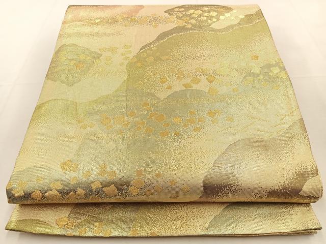 平和屋着物◎六通柄袋帯　箔散らし　金糸　正絹　逸品　BAAS6449hj