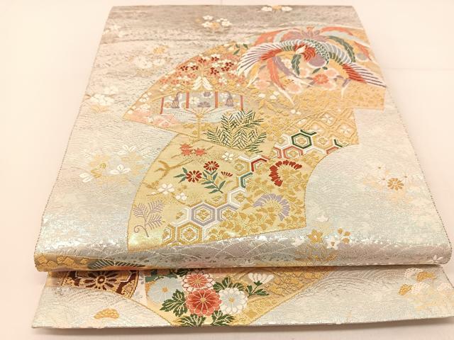 平和屋着物◎六通柄袋帯　唐織　慶長扇面文　金銀糸　正絹　逸品　BAAT8301yc