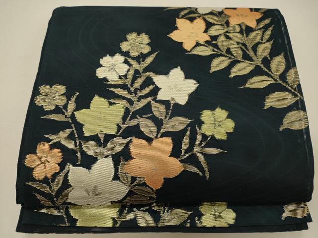 平和屋着物＊夏物　六通柄袋帯　草花文　金糸　正絹　逸品　CAAW9037oy