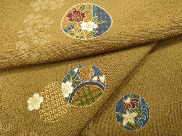 Full-Length Under-Kimono - 平和屋着物●上質な小紋　草花丸文　正絹　逸品　CABB6228ut