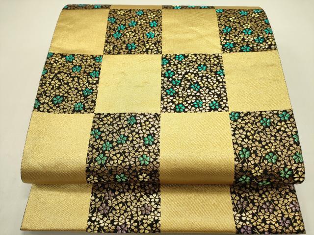 平和屋着物▼六通柄袋帯　瑞宝華紋　金糸　正絹　逸品　DAAZ2301op