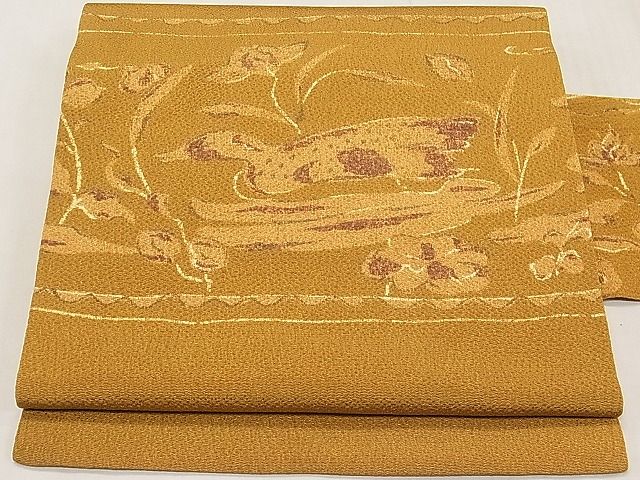 平和屋着物◎九寸名古屋帯 花鳥文 鬼しぼ縮緬 逸品 CAAB7246ku
